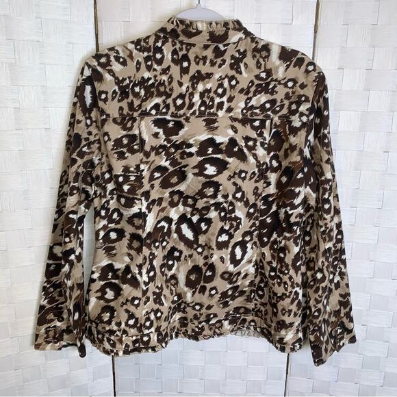 Additions By Chicos Ruffled Blazer Jacket Animal Print Women’s Size Medium - Picture 9 of 12